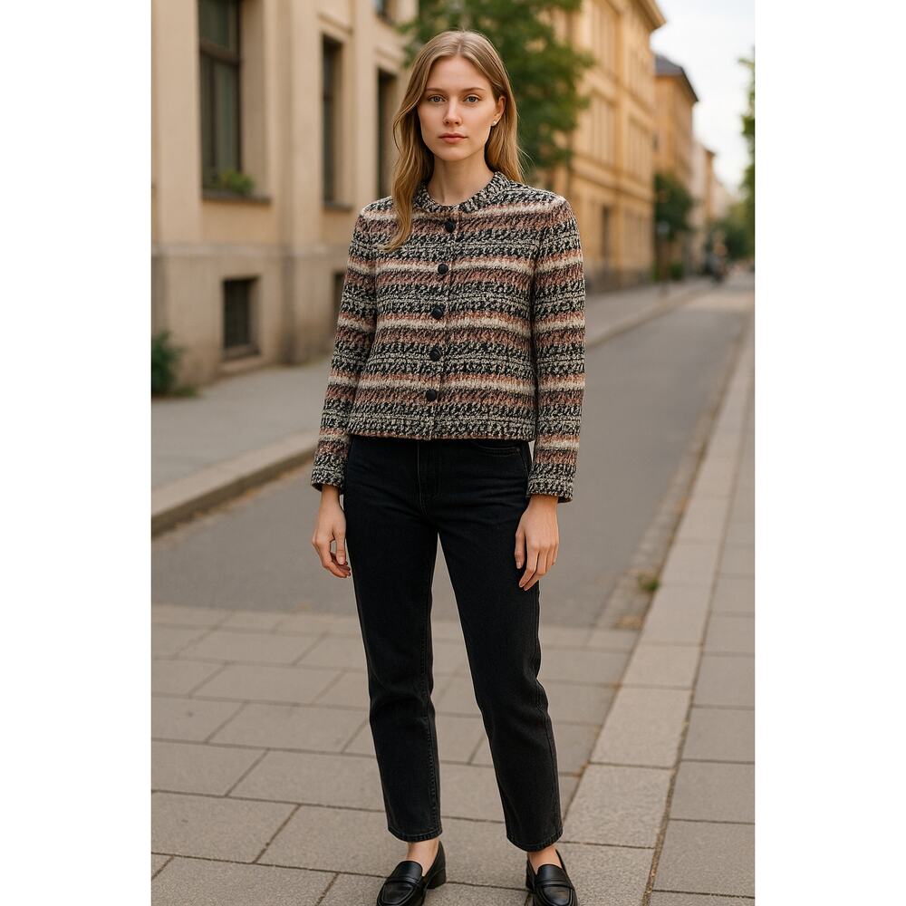 2/$30 Basler Mohair Polyester Collared Striped Jacket $775 Size M - See Msmts